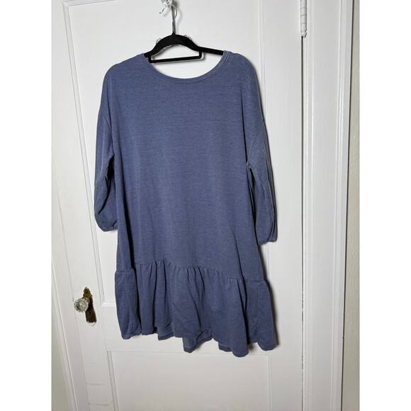 Ultra Flirt Dusty Blue Short Drop Waist Sweatshirt Dress Women's Plus 1X - Picture 2 of 7
